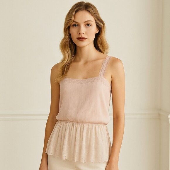 St. John Collection Crinkle Silk Georgette Camisole Swarovski crystal button - Picture 12 of 12